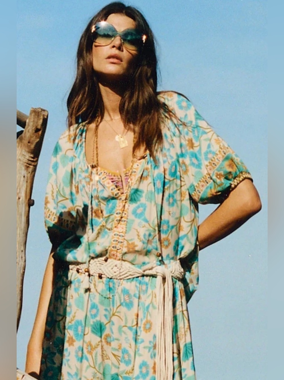 Spell silky turquoise “Goldie” boho blouse NWOT XL